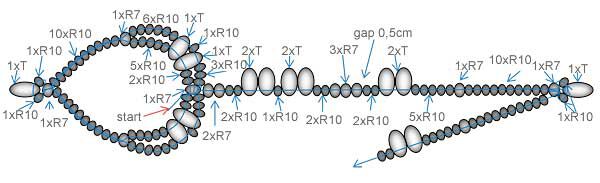 Diagram of stringed beads